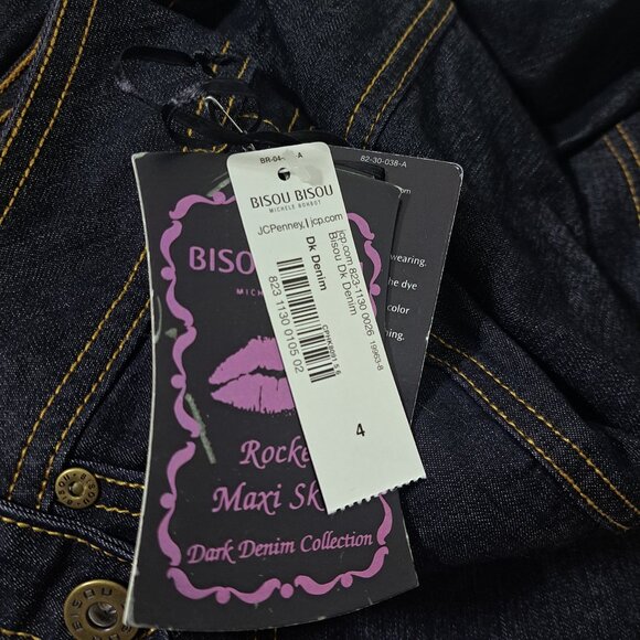 Y2K Bisou Bisou Women's Mermaid Rocker Maxi Skirt Dark Denim Boho Sz 4 - Picture 8 of 9